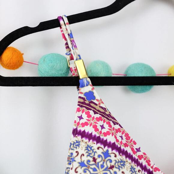 La Blanca Purple Floral Striped One Piece Swimsuit V-Neck Lattice Back Size 6 - Picture 2 of 5